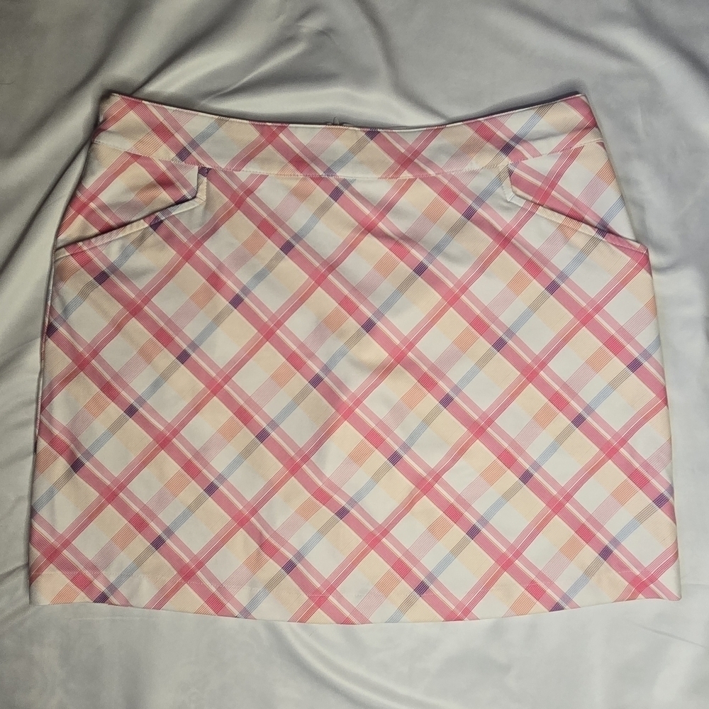 Tommy Armour Dri-Logic Pink & White Plaid Skort – Size 12, Golf/Tennis
